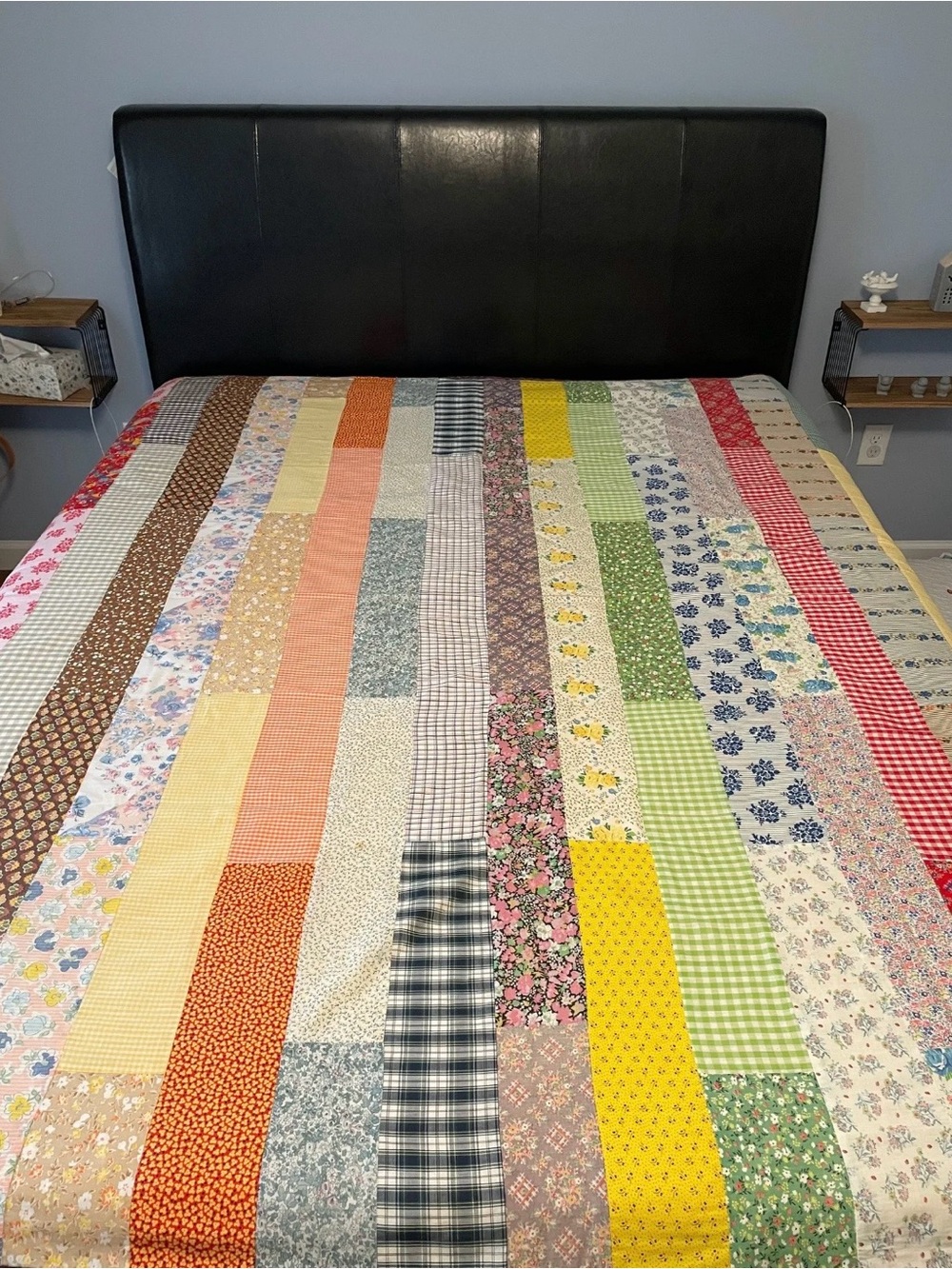 Vintage Hand Made Strip Quilt